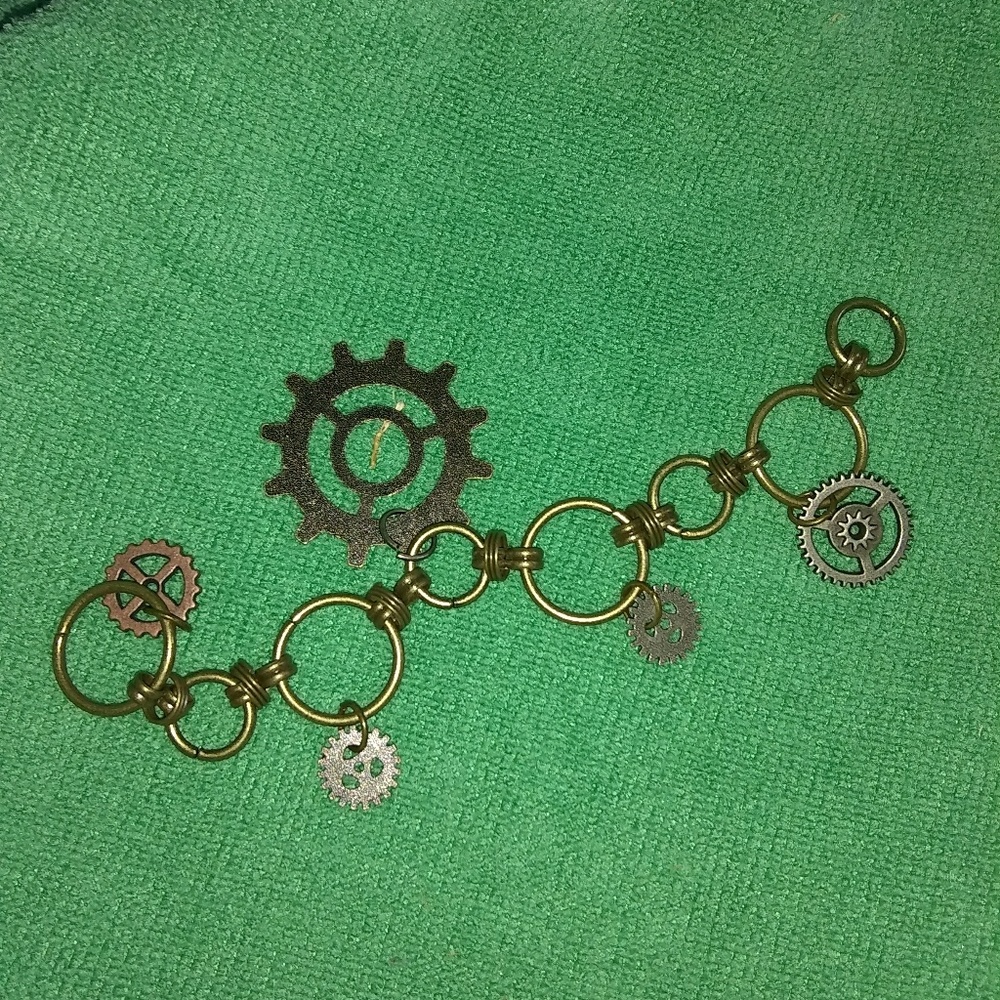 Handmade gear charm bracelet